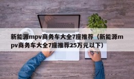 新能源mpv商务车大全7座推荐（新能源mpv商务车大全7座推荐25万元以下）