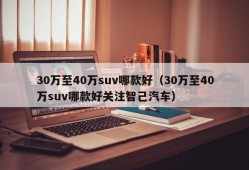 30万至40万suv哪款好（30万至40万suv哪款好关注智己汽车）