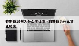 特斯拉19万为什么不让卖（特斯拉为什么禁止转卖）