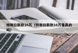 特斯拉新款16万（特斯拉新款16万是真的吗）