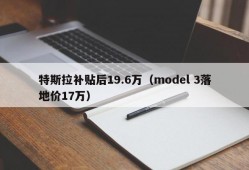 特斯拉补贴后19.6万（model 3落地价17万）