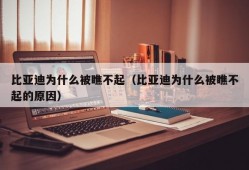 比亚迪为什么被瞧不起（比亚迪为什么被瞧不起的原因）