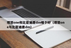 理想one和比亚迪唐dm哪个好（理想one与比亚迪唐dm）