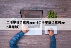 二手车估价查询app（二手车估价查询app苹果版）