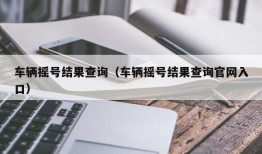 车辆摇号结果查询（车辆摇号结果查询官网入口）