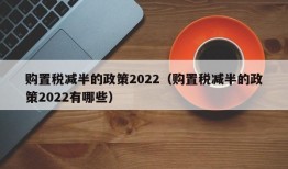 购置税减半的政策2022（购置税减半的政策2022有哪些）