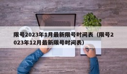 限号2023年1月最新限号时间表（限号2023年12月最新限号时间表）