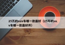 25万的suv车哪一款最好（25万的suv车哪一款最好开）