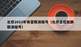 北京2023年有望取消摇号（北京正在酝酿取消摇号）