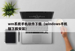 wm系统手机软件下载（windows手机版下载安装）