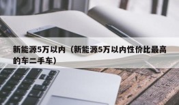 新能源5万以内（新能源5万以内性价比最高的车二手车）